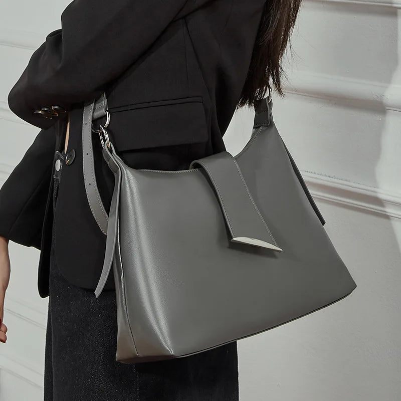 Genuine Leather Women Tote Bag Large Capacity Shoulder Crossbody Bag Elegant Luxury Hobo Handbag 2025 New Fashion