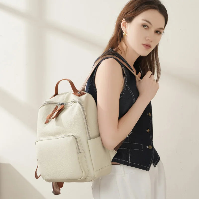 New Leather Laptop Backpack Large Capacity Casual School Travel Work Shoulder Bag for Women 