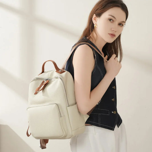 New Leather Laptop Backpack Large Capacity Casual School Travel Work Shoulder Bag for Women 