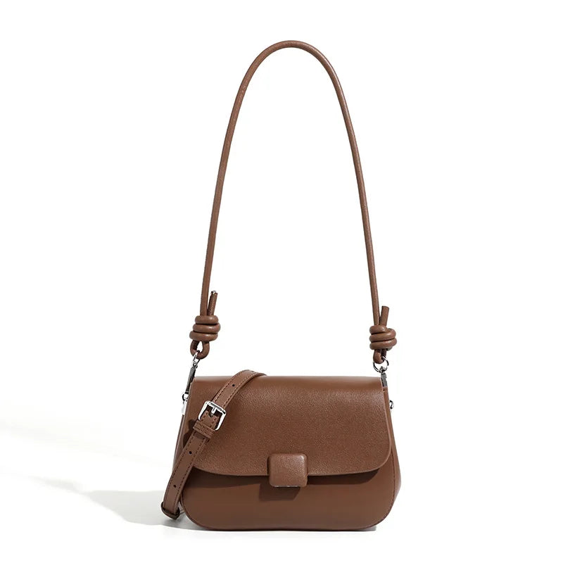 Women Shoulder Crossbody Bag 2023 Spring Vintage Soft Leather Elegant Niche Style Messenger Bag