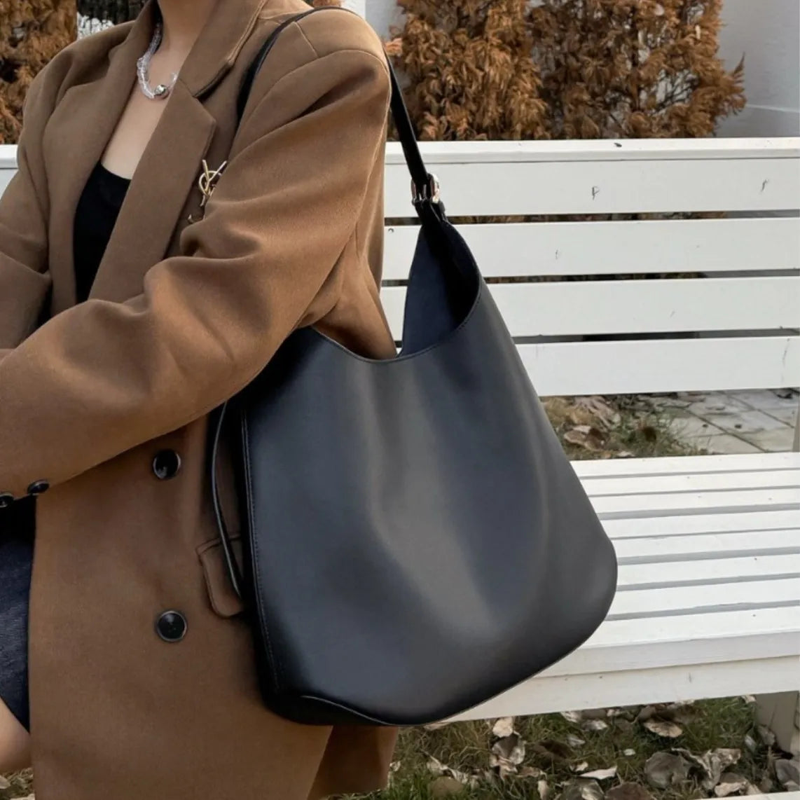 Large Capacity Leather Bucket Tote Bag New Korean Style Shoulder Handbag Soft Genuine Leather Bag for Women