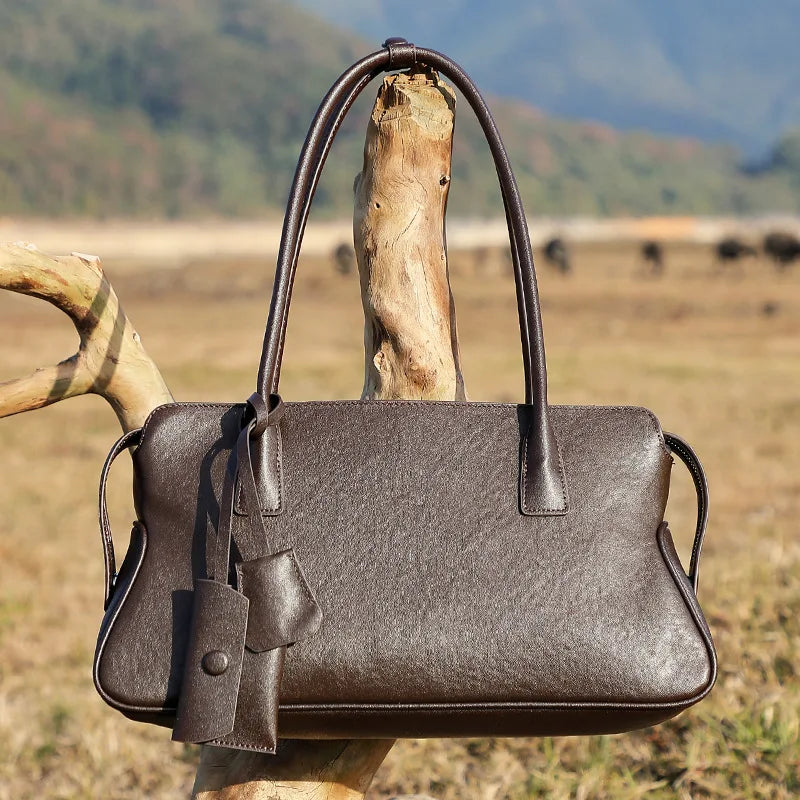 Vintage Trend Shoulder Underarm Genuine Leather Bag for Women 2025 New Vegetable Tanned Cowhide Handbag Pillow Bag