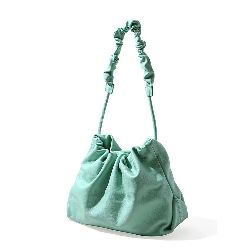 Luxury Leather Women's Drawstring Cloud Bag New Designer Minimalist Crossbody Shoulder Bag Wrinkled Small Handbag