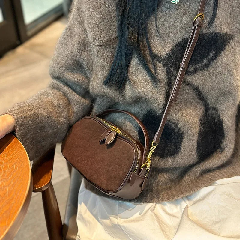 2025 Summer Women Leather Handbag Small Shoulder Crossbody Bag Retro Fashion Tote Purse