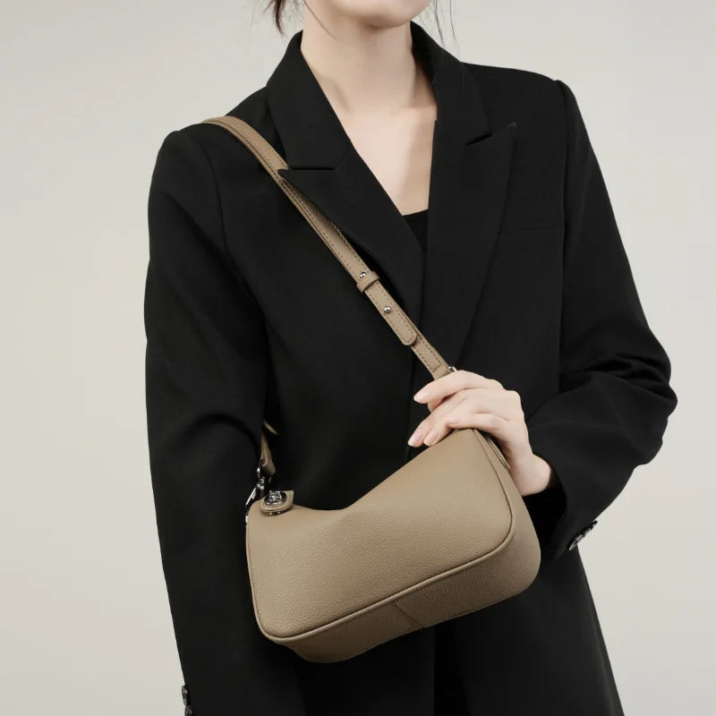 2025 New Genuine Leather Women Shoulder Bag Soft Cowhide Swinger Fashion Crossbody Underarm Bag