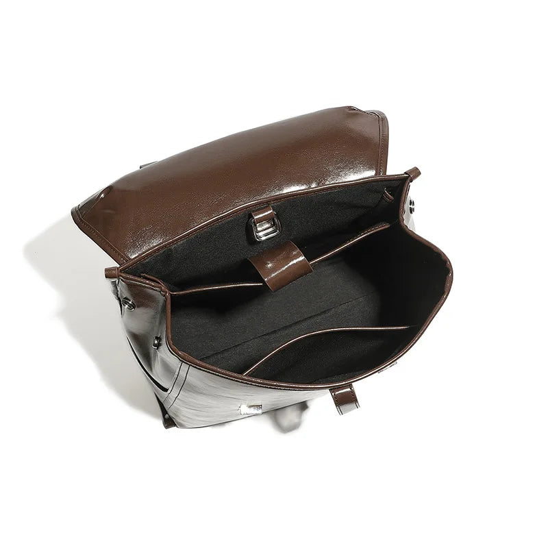 Genuine Leather Unisex Casual Handbag Fashion Simple Large Capacity Business Travel Laptop Backpack Women Bag