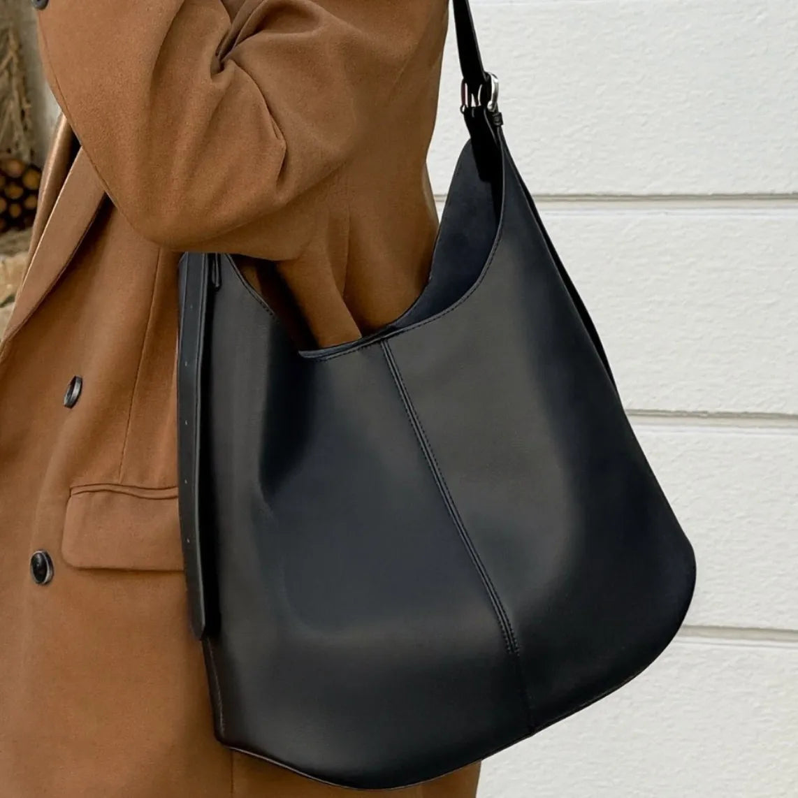 Large Capacity Leather Bucket Tote Bag New Korean Style Shoulder Handbag Soft Genuine Leather Bag for Women