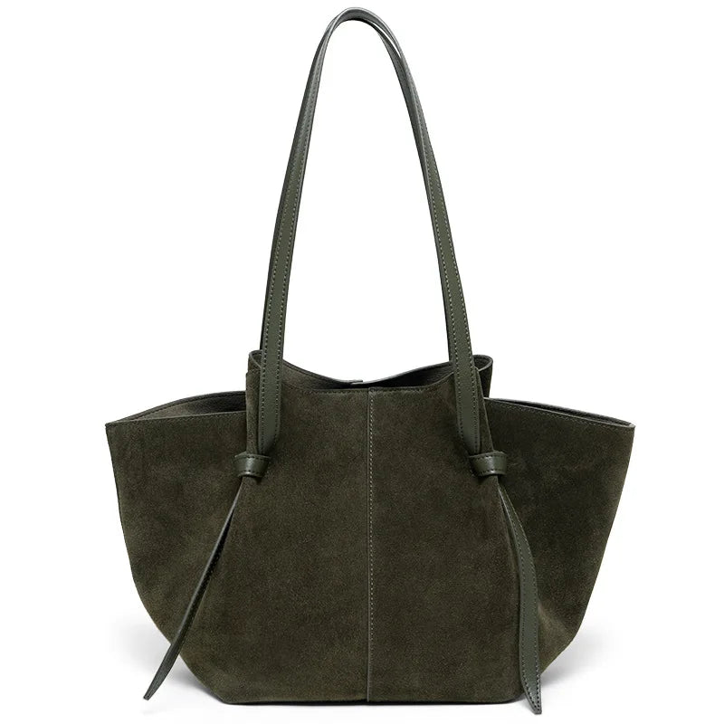 Large Capacity Tote Bag Women Luxury Feel Handbag Suede Leather Wing Bag Genuine Leather Shoulder Bag