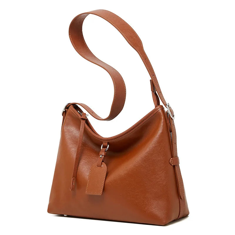 Genuine Leather Women Tote Bag Soft Style First Layer Cowhide Large Capacity Shoulder Crossbody Bag Simple Versatile