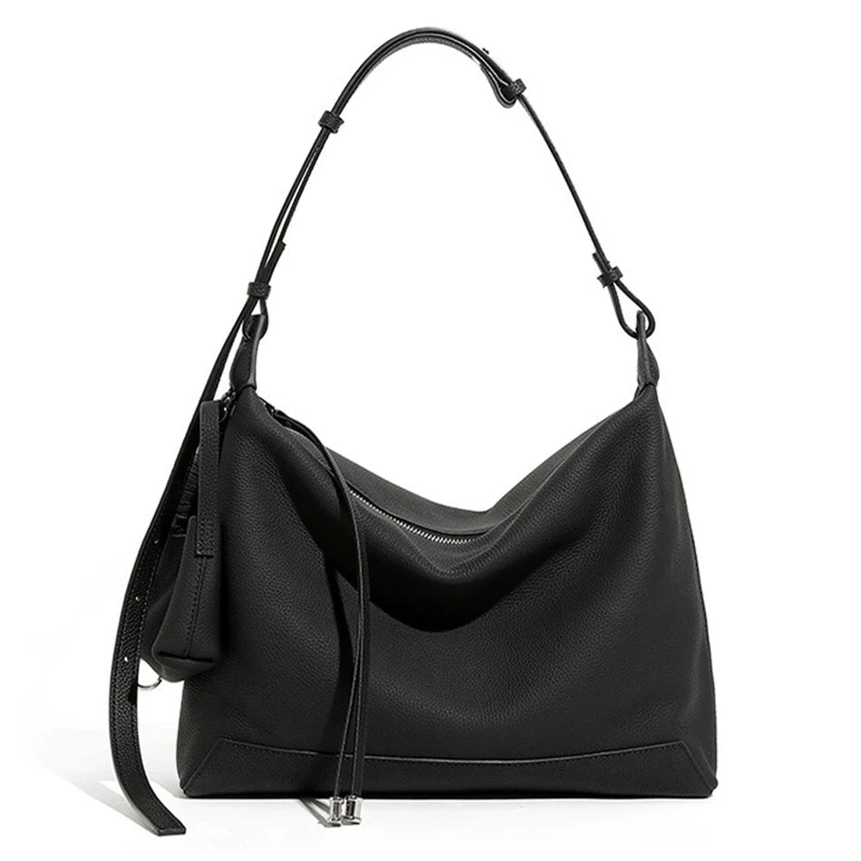 Genuine Leather Shoulder Bag Women's Handbag Large Capacity Commuter Tote Bag Ladies Purse Handbag Underarm Bag