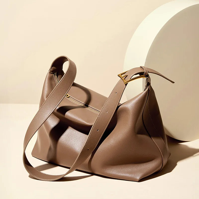 Große Tragetasche aus echtem Leder für Damen, Modell 2025, lässige Schulter- und Umhängetasche für Arbeit und Alltag 