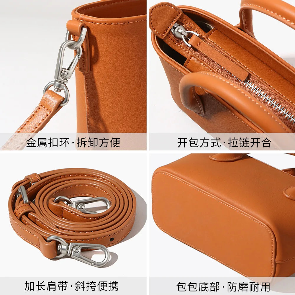 Genuine Leather Shoulder Bag 2025 New Casual Simple Crossbody Handbag Women Top Handle Bag