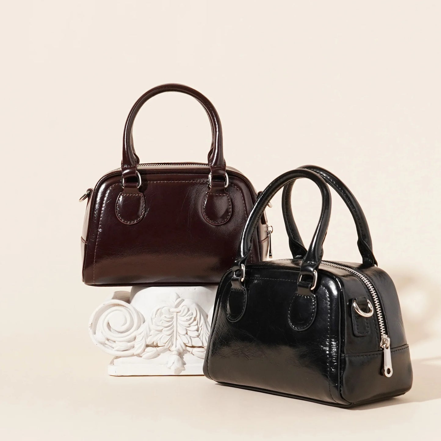 New Genuine Leather Minimalist Boston Bowling Bag High End Large Capacity Women Handbag Pillow Bag