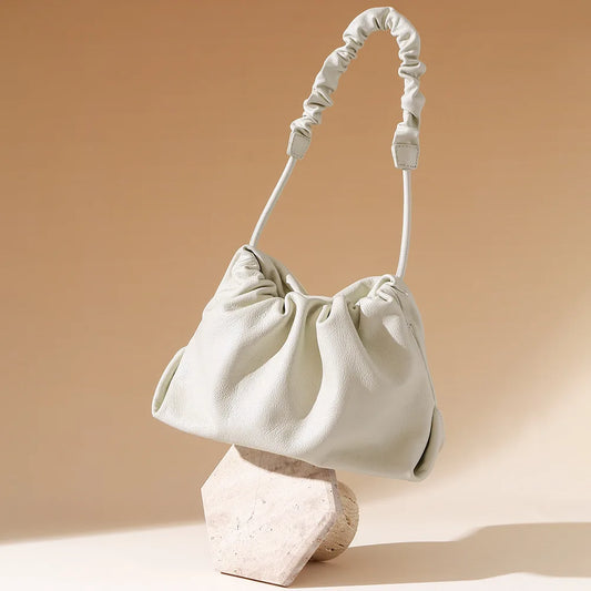 Luxury Leather Women's Drawstring Cloud Bag New Designer Minimalist Crossbody Shoulder Bag Wrinkled Small Handbag