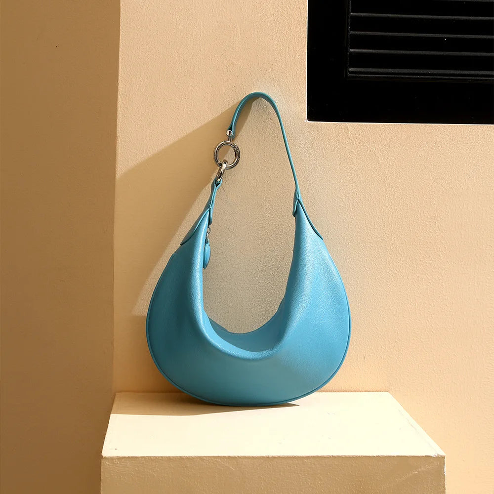 Genuine Leather Women Handbag 2025 Autumn New Fashion Underarm Bag Elegant Luxury Style Shoulder Tote Dumpling Bag