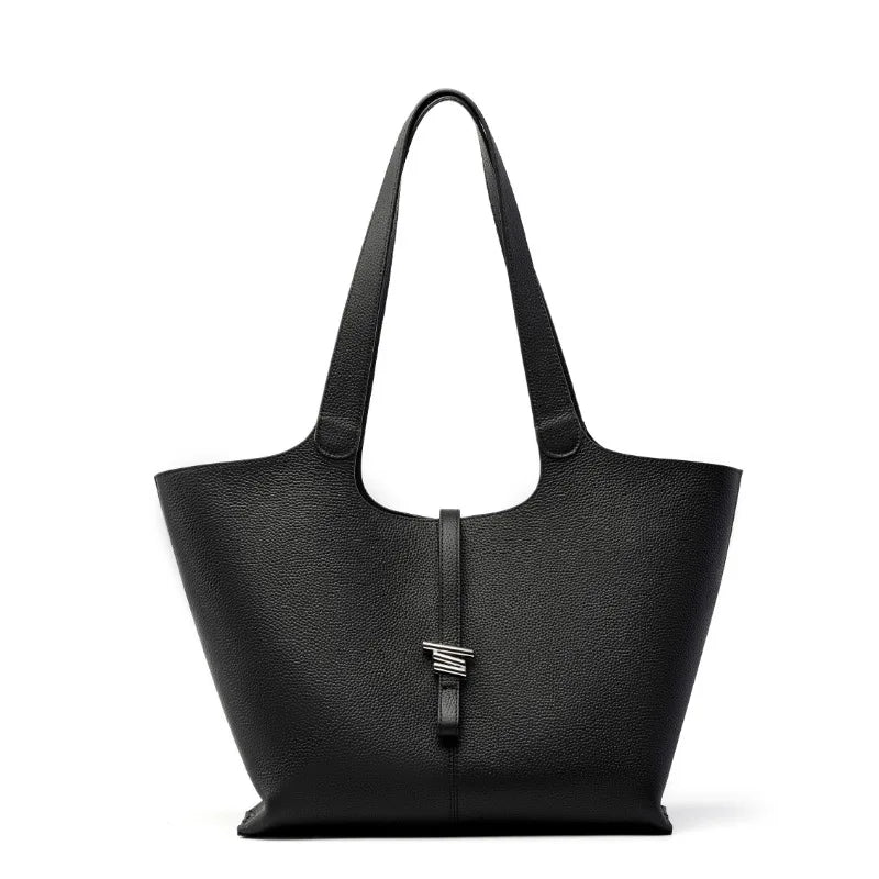 2025 Early Autumn Genuine Leather Tote Bag for Women Large Capacity Commuter Handbag Shoulder Bag