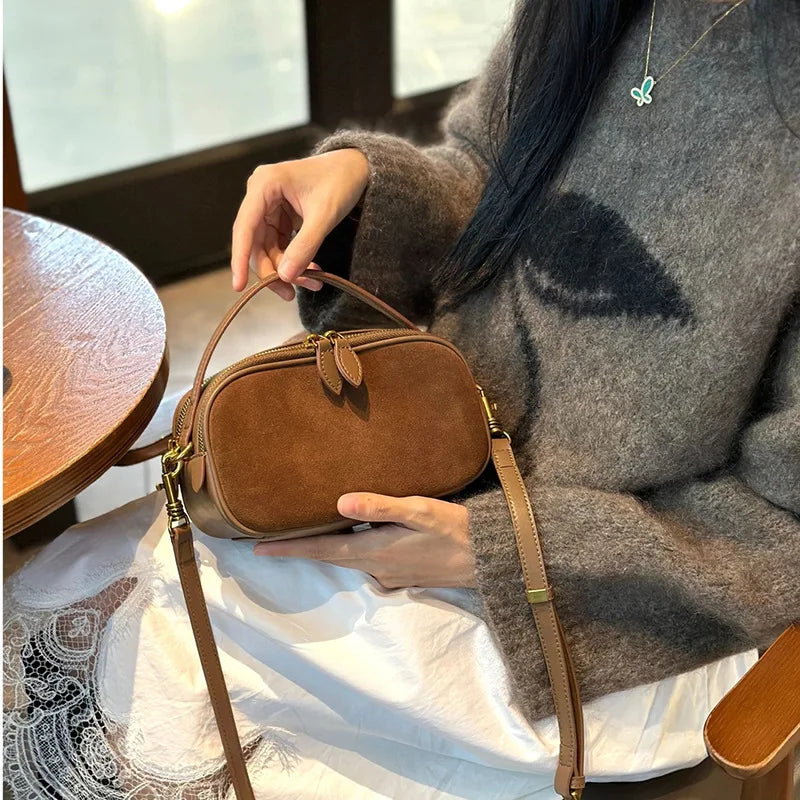 2025 Summer Women Leather Handbag Small Shoulder Crossbody Bag Retro Fashion Tote Purse