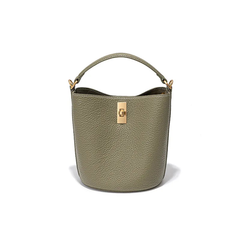 Hot Selling Genuine Leather Bucket Bag Luxury Shoulder Tote Large Capacity Vintage Crossbody Handbag for Women