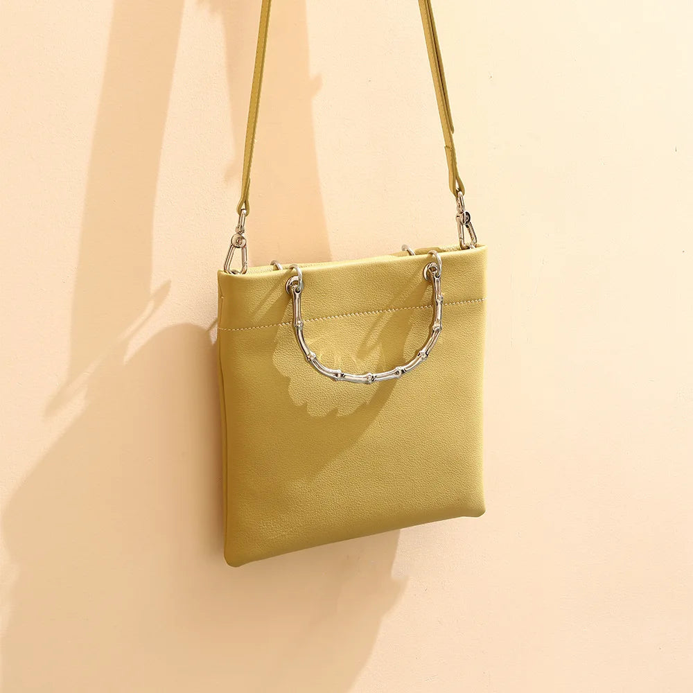 Genuine Leather Women's Crossbody Bag Soft Cowhide Chain Shoulder Tote Bag Small Designer Handbag