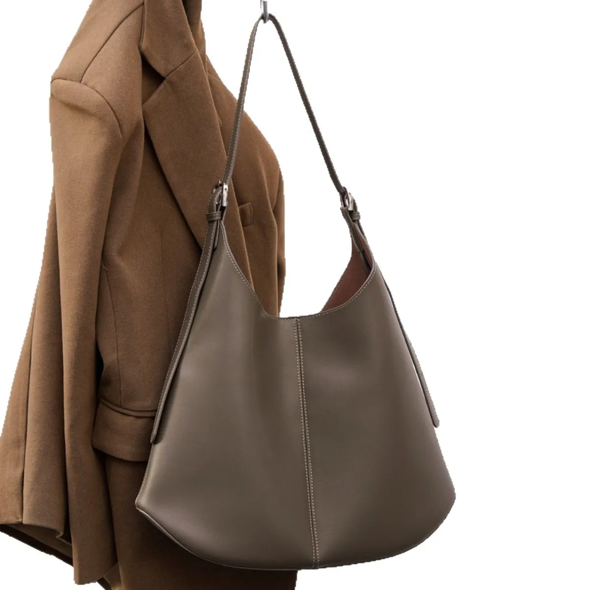 Large Capacity Leather Bucket Tote Bag New Korean Style Shoulder Handbag Soft Genuine Leather Bag for Women