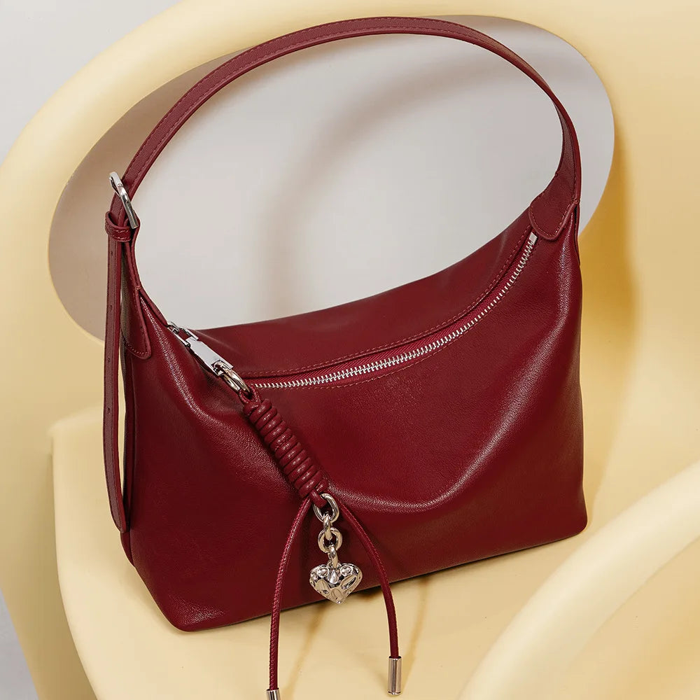 Korean Stylish Genuine Leather Women Tote Bag Large Capacity Shoulder Crossbody Handbag 