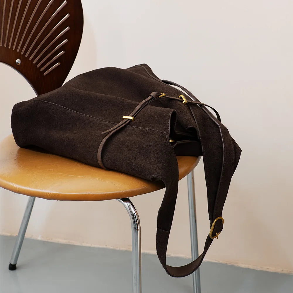 Luxury Chic Women Crossbody Bag Retro Suede Shoulder Tote Handbag Large Capacity Work Commuter Bag