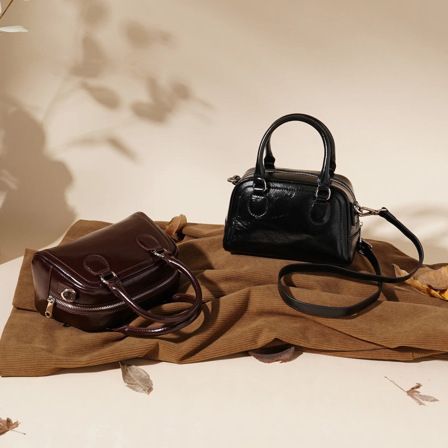 New Genuine Leather Minimalist Boston Bowling Bag High End Large Capacity Women Handbag Pillow Bag