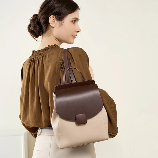 2025 New Women's Small Leather Backpack Travel Lightweight Large Capacity Casual College Bag