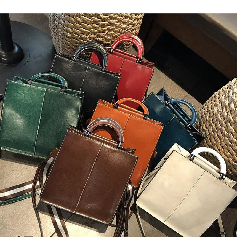 Genuine Leather Large Women Bag 2025 New Tote Handbag Retro Big Capacity Shoulder Bag for Work