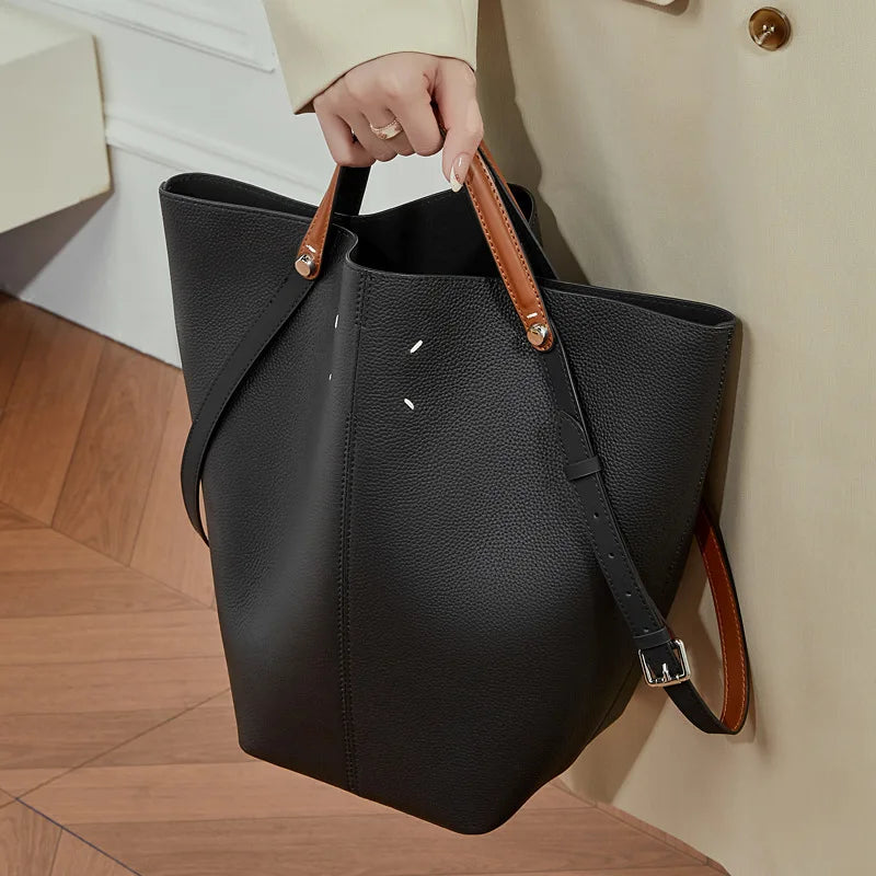 Women Tote Bag Leather Shoulder Bag Large Capacity Bucket Bag Handbag for Work Fashion Casual Elegant Design