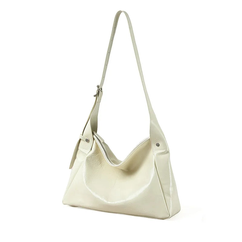 Genuine Leather Women Tote Bag Luxury Soft Waxed Leather Large Capacity Work Shoulder Crossbody Bag