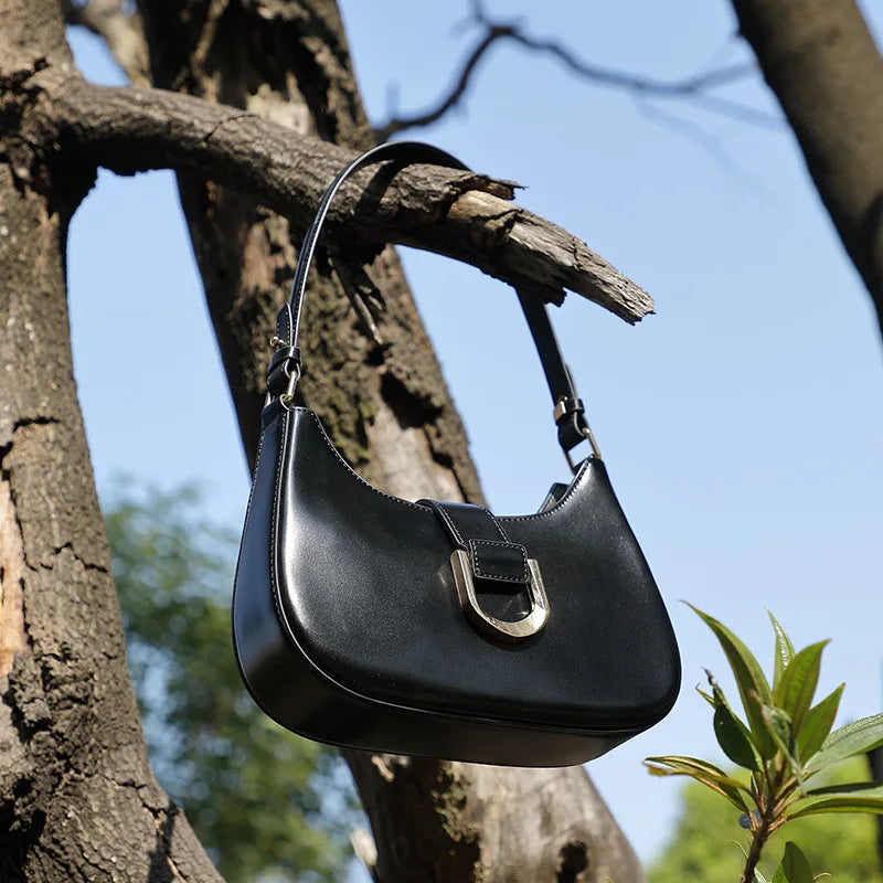 Premium Genuine Leather Baguette Bag for Women 2025 Fashion Simple Versatile Shoulder Crossbody Tote Handbag 