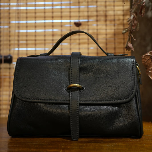 Cowhide Leather Crossbody Bag Women's Vintage Messenger Bag Genuine Leather Shoulder Bag Flap Versatile Commuting Purse