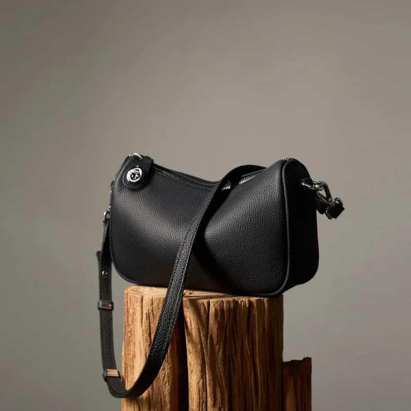2025 New Genuine Leather Women Shoulder Bag Soft Cowhide Swinger Fashion Crossbody Underarm Bag