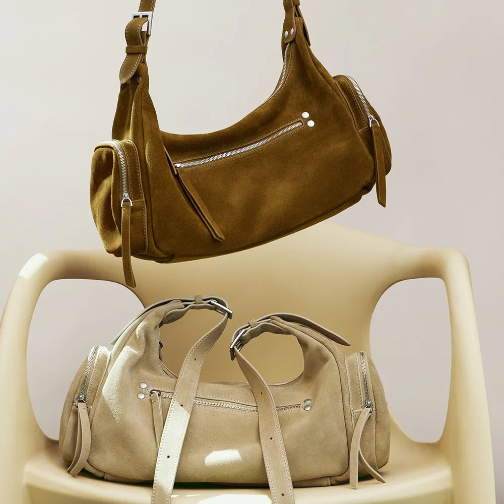 Vintage Leather Women Bag Crossbody Shoulder Handbag Soft Cowhide Motorcycle Bag Luxury Feel